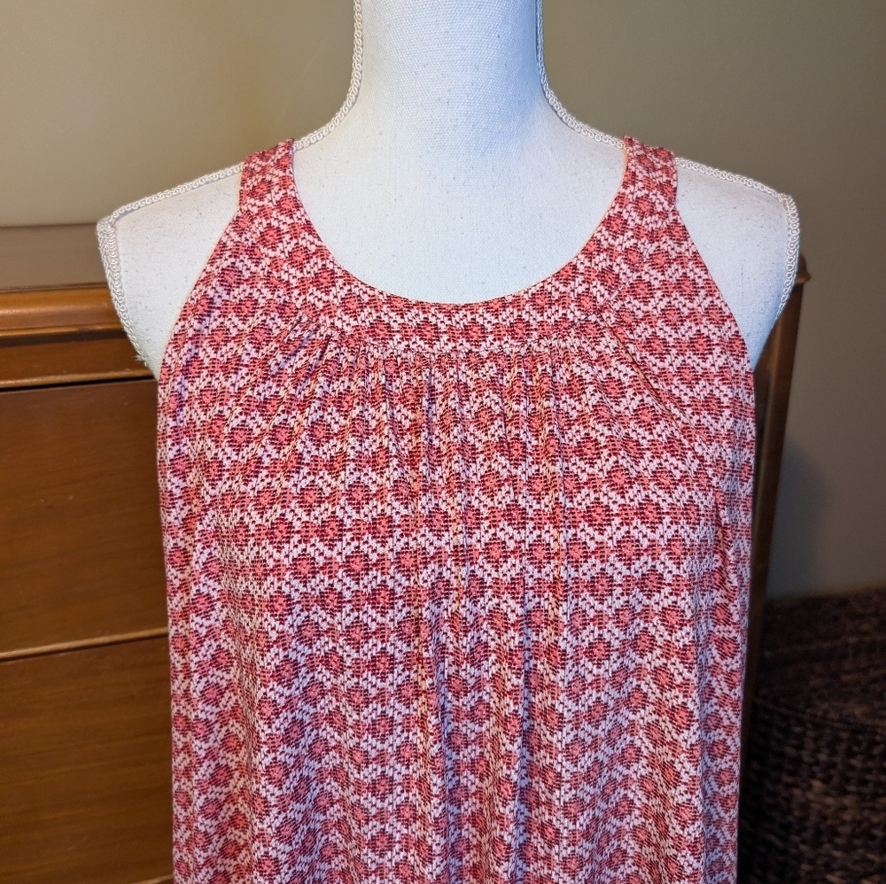 Worthington Size XL Coral Coastal Pattern with Layered Flair Sleeveless - Picture 3 of 15